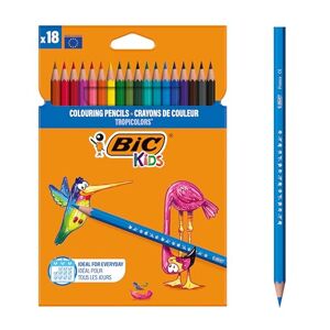 BIC Kids Tropicolors, Crayons de Couleur, Enfants de Plus de 5 ans, Couleurs Assortis, Etui Carton de 18 - Publicité