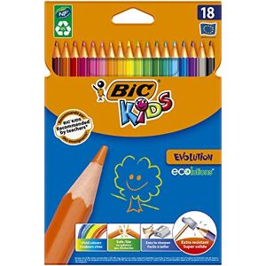 BIC Kids Evolution ECOlutions Crayons de Couleur Coloris Assortis, Etui Carton de 18 - Publicité