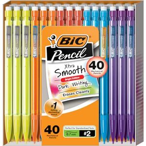 BIC Mechanical Pencils, Xtra Smooth, Bright Edition (Darker Colors, Erases Cleanly), 40-Count - Publicité