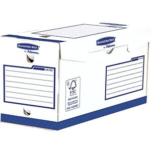 BANKERS BOX Fellowes 4472902 Lot de 20 Boîtes d'archives A4+ dos de 20 cm montage manuel Blanc/Bleu - Publicité