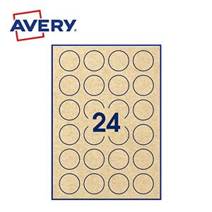 Avery Pochette De 240 Étiquettes Autocollantes Rondes, Papier Kraft Marron Diamètre 40 mm, Personnalisables Et Imprimables Laser, Jet D'Encre Et Copieur (PPK-40.Fr) - Publicité