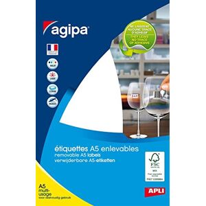 Agipa Lot de 5 Etuis A5 ( 10F ) de 1120 étiquettes multi-usage Enlevable 12 x 18,3 mm Blanc - Publicité