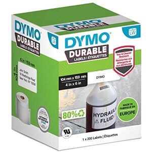 Dymo LW Étiquettes industrielles résistantes, authentique, plastique blanc 104 x 159 mm 1 rouleaux de 200 pour étiqueteuses LabelWriter 450/550 et 4XL/5XL - Publicité