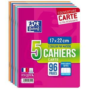 Oxford Color Life Lot de 5 Cahiers Agrafés 17 x 22cm 96 Pages Grands Carreaux Seyès 90g - Publicité