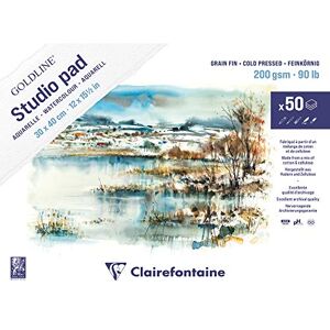 Clairefontaine 975717C Un bloc Goldline Studio Pad 50 feuilles aquarelle grain fin blanc 30X40 cm 200g - Publicité