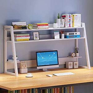 TONZN Bibliothèque de Bureau avec Organiseur de Bureau – Support de Rangement pour Organiseur de Bureau, étagère de comptoir à 2 Niveaux, bibliothèque de Bureau (Blanc 58 x 31,5 x 68,5 cm) - Publicité