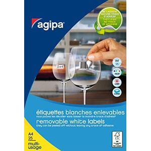 Agipa Lot de 3 Etuis 2200 étiquette 45x8 mm (88 x 25F A4) Multi-usage Coin Rond Enlevable Blanc - Publicité