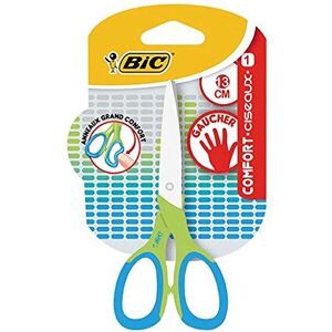 BIC Comfort Ciseaux Enfants pour Gaucher 13 cm Vert/Bleu, Blister de 1 - Publicité