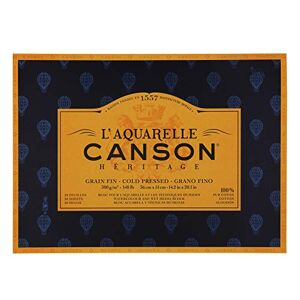 Canson Héritage Bloc 20 feuilles papier aquarelle Grain fin 36 x 51 cm 300g/m² - Publicité