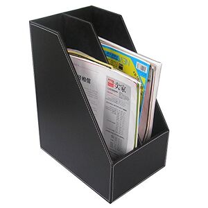 KINGFOM Porte-revues A4 en cuir (Noir, 2 Compartiments) - Publicité