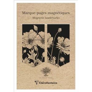 Clairefontaine 116047C Un Set de 2 Marque-pages Magnétiques décors Nature sur Kraft 7,5 x 4 cm Collection Le Cerisier Blanc 2 visuels assortis - Publicité