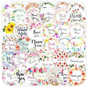 Lamkrtlp 50pcs Merci Autocollants,Étiquettes de Remerciement,Thank You Stickers,Étiquettes Adhésif Rond Remerciement Scrapbooking de Bricolage pour Emballage Enveloppe Cadeaux Cuisson Mariage, 5,5 cm - Publicité