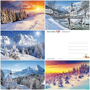 Edition Colibri Paysage d'hiver (lot 4) : lot de 50 cartes postales (5 motifs x 10 pièces) avec motifs naturels hivernaux des Alpes (10742-46) - Publicité