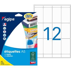 Etiquette adresse multi-usages 56 x 34 mm Agipa blanche - Boîte de 192 - Publicité