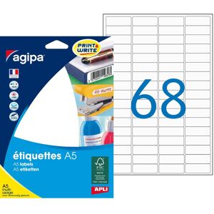 Etiquette adresse multi-usages 11 x 30,5 mm Agipa blanche - Boîte de 1088 - Publicité