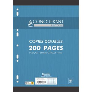 Conquerant Copies Doubles Blanches Recyclées A4 Grands Carreaux Seyès 200 Pages Sous Film - Lot de 4 - Publicité