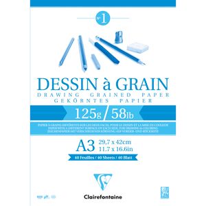 Clairefontaine Dessin à Grain bloc collé 40F A3 125g - Lot de 5 - Publicité