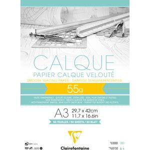 Clairefontaine Papier Calque bloc collé 50F A3 55g - Lot de 5 - Publicité