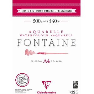 Clairefontaine Fontaine bloc collé 2 côtés 12F A4 300g grain fin - Lot de 5 - Publicité