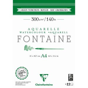 Clairefontaine Fontaine bloc collé 2 côtés 12F A4 300g grain torchon - Lot de 5 - Publicité