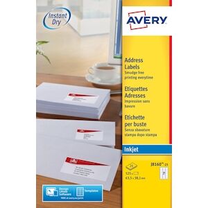 Avery Boîte de 525 étiquettes adresses Jet d'encre 63,5x38,1 Blanches J8160-25 - Publicité