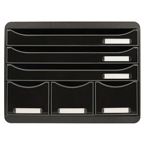 Exacompta - Réf. 306714D - STORE-BOX - Caisson de rangement à 6 tiroirs - Dimensions extérieures : Prof. 27 x l 35,5 x H 27,1 cm-noir/noir glossy - Publicité