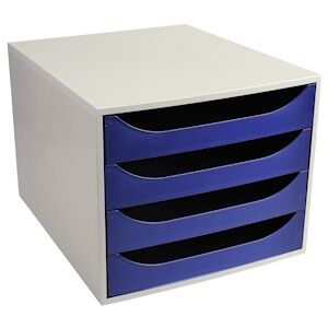 Exacompta Module de classement ECO 4 tiroirs, Gris/Bleu - Dim. : L28,4 x H23,4 x P34,8 cm - Publicité