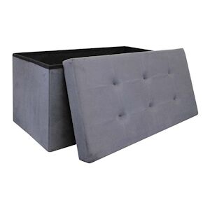 Banc coffre de rangement en suédine Lina gris anthracite The Home Deco Factory - Publicité