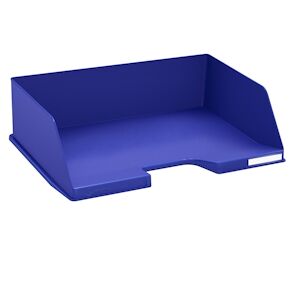 Exacompta - Réf. 112104D - Carton de 4 Corbeilles à courrier COMBO MAXI à l'italienne - 25,5x36,5x10,3 cm - A4 + - couleur bleu nuit - Publicité