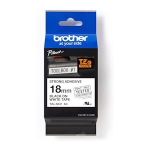 Brother TZeS241 Ruban d'étiquettes laminées super adhésif original - Texte noir sur fond blanc - Largeur 18 mm x 8 mètres - Publicité