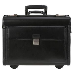 ALASSIO Pilot case classique Noir en cuir - Dimensions : L48,5 x H38,5 x P23,5 cm - Publicité