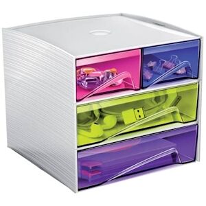 CEP Bloc de rangement 3 tiroirs, 4 compartiments. Dim: L18,6 x P18,5 x H17,5 cm. Coloris Blanc/Assortis - Publicité