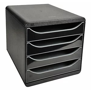 Exacompta Module de classement Big Box glossy 4 tiroirs, A4+ - Noir, façades noires - Publicité