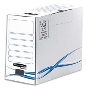 Packdiscount BANKERS BOX Boîte archives dos de 15cm BASIQUE, montage manuel, en carton blanc/bleu - Publicité