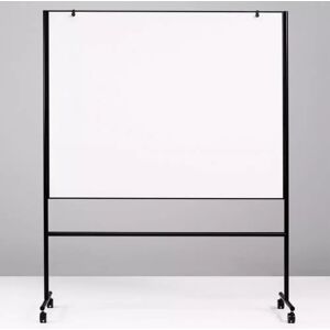 Lintex Tableau blanc mobile ONE - magnétique, double face, sur roulettes, Couleur Noir, Taille L150 x H120 cm - Publicité