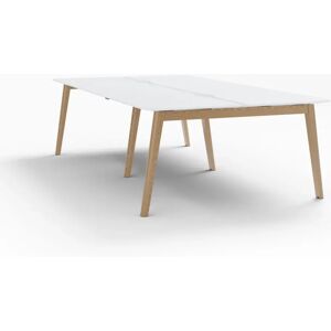 Narbutas Bureau bench Nova Wood - 4 postes de travail, plateau stratifie, Finition Ash stained light grey/ White HPL, Largeur 320 cm