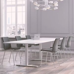 Generic Mobilier de conference pour 6 a 10 personnes, Modul + Chaise Ana 4340SR, Taille 10 places (320 cm), Couleur des chaises Gris clair, Couleur de la table Blanc