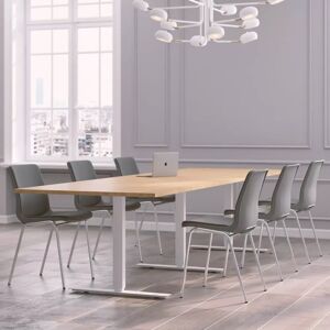 Mobilier de conférence pour 6 à 10 personnes, Modul + Chaise Ana 4340SR, Taille 8 places (280 cm), Couleur des chaises Gris clair, Couleur de la table Chêne