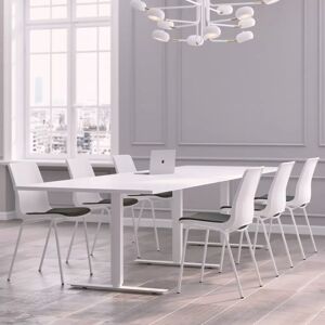 Table de réunion Modul avec chaises Ana Stol 4340S - 6 à 10 places, Taille 8 places (280 cm), Couleur des chaises Blanc, Couleur de la table Blanc