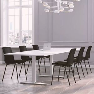 Table de réunion Modul avec chaises Ana Stol 4340S - 6 à 10 places, Taille 10 places (320 cm), Couleur des chaises Noir, Couleur de la table Blanc