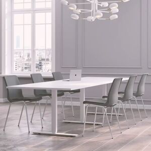 Table de réunion Modul avec chaises Ana Stol 4340S - 6 à 10 places, Taille 10 places (320 cm), Couleur des chaises Gris clair, Couleur de la table Blanc