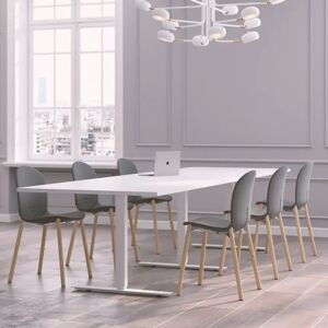 Table de réunion Modul avec chaises Noor 6080F - 6 à 10 places, Taille 10 places (320 cm), Couleur des chaises Gris clair, Couleur de la table Blanc