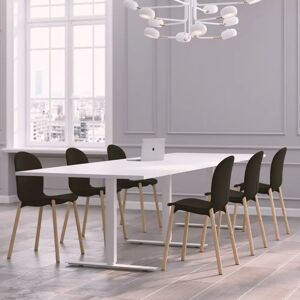 Generic Table de réunion Modul avec chaises Noor 6080F - 6 à 10 places, Taille 10 places (320 cm), Couleur des chaises Noir, Couleur de la table Blanc - Publicité