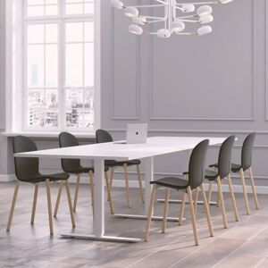 Table de réunion Modul avec chaises Noor 6080F - 6 à 10 places, Taille 10 places (320 cm), Couleur des chaises Gris foncé, Couleur de la table Blanc