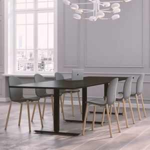 Table de réunion Modul avec chaises Noor 6080F - 6 à 10 places, Taille 8 places (280 cm), Couleur des chaises Gris clair, Couleur de la table Noir