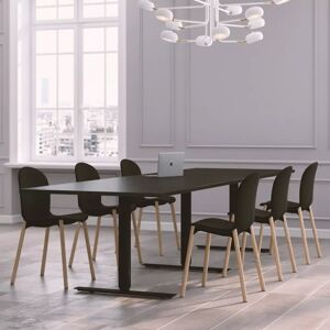 Table de réunion Modul avec chaises Noor 6080F - 6 à 10 places, Taille 6 places (220 cm), Couleur des chaises Noir, Couleur de la table Noir