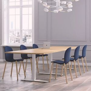 Table de réunion Modul avec chaises Noor 6080F - 6 à 10 places, Taille 8 places (280 cm), Couleur des chaises Bleu, Couleur de la table Chêne