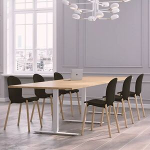 Table de réunion Modul avec chaises Noor 6080F - 6 à 10 places, Taille 10 places (320 cm), Couleur des chaises Noir, Couleur de la table Chêne