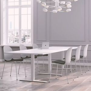 Table de réunion Modul avec chaises Noor 6050S - 6 à 10 places, Taille 8 places (280 cm), Couleur des chaises Gris clair, Couleur de la table Blanc