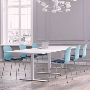 Table de réunion Modul avec chaises Noor 6050S - 6 à 10 places, Taille 8 places (280 cm), Couleur des chaises Bleu, Couleur de la table Blanc